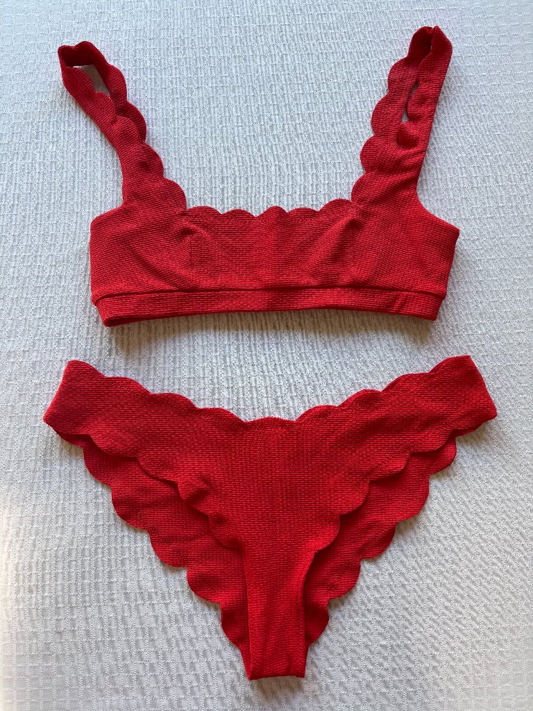 Marysia Bikini In Poppy - Mini Palm Springs Top (S) + High Antibes Bottom (M)